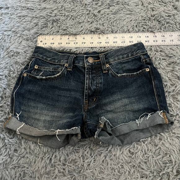 BDG Cotton Blue Denim Cut-Off Jean Shorts - Picture 3 of 6